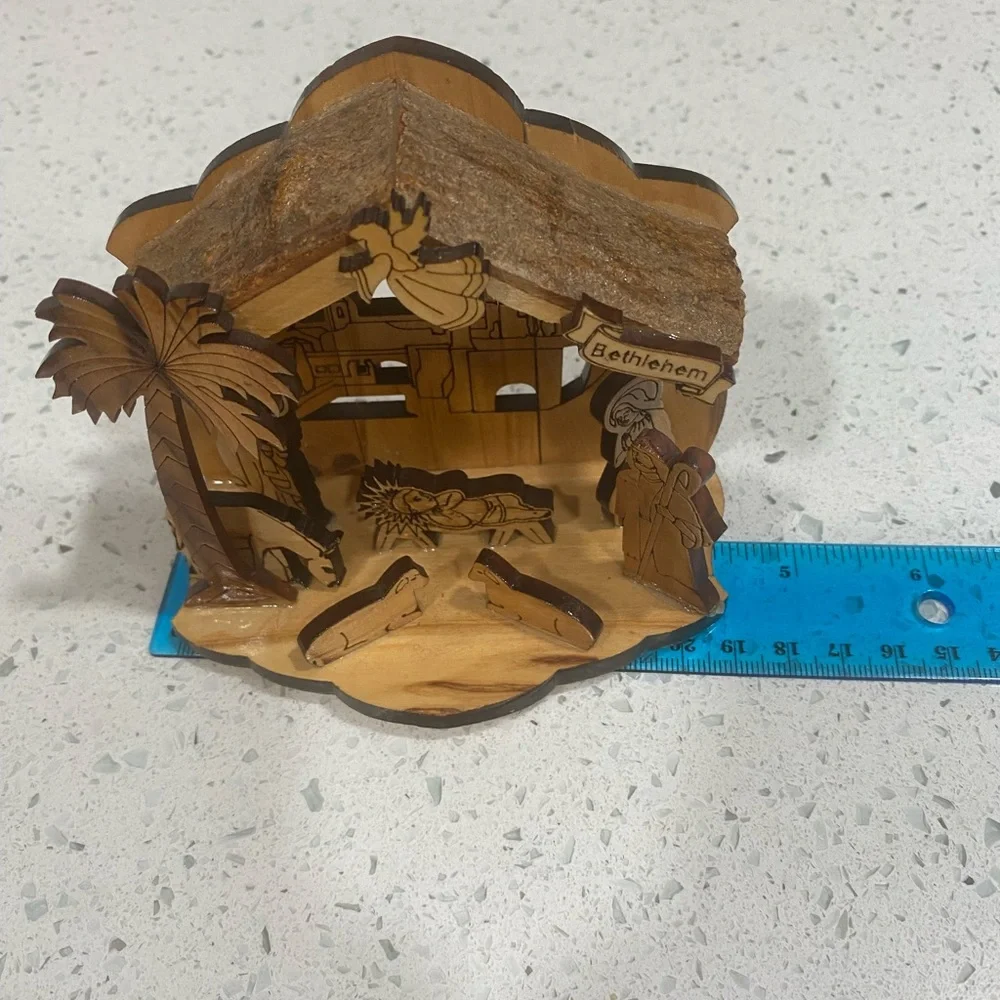 Olive Wood Nativity Set Christmas Decoration Gift Hand Carved From Bethlehem